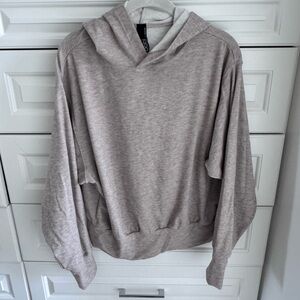 Bobi Los Angeles Cropped Hoodie Small Beige Taupe Lightweight Stretch Pullover